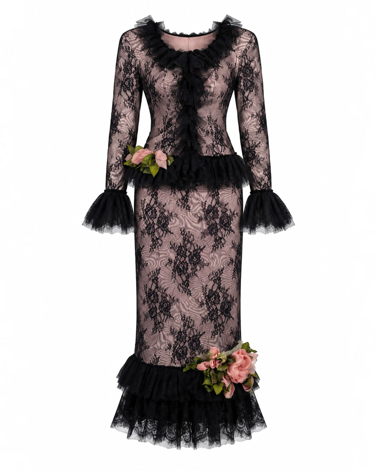 Lace Ruffle Gown