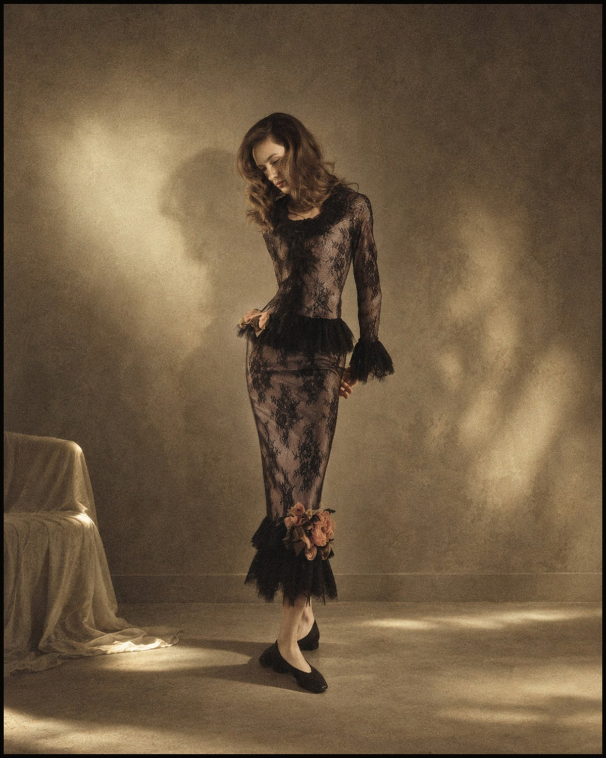 Lace Ruffle Gown