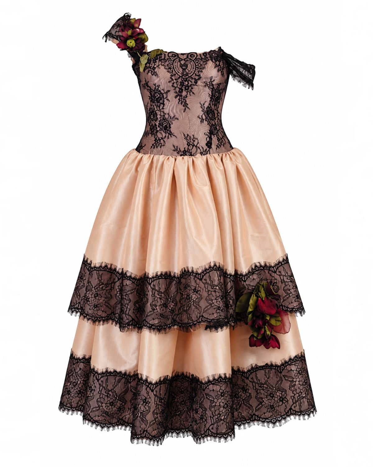 Lace Bustier Tiered Gown
