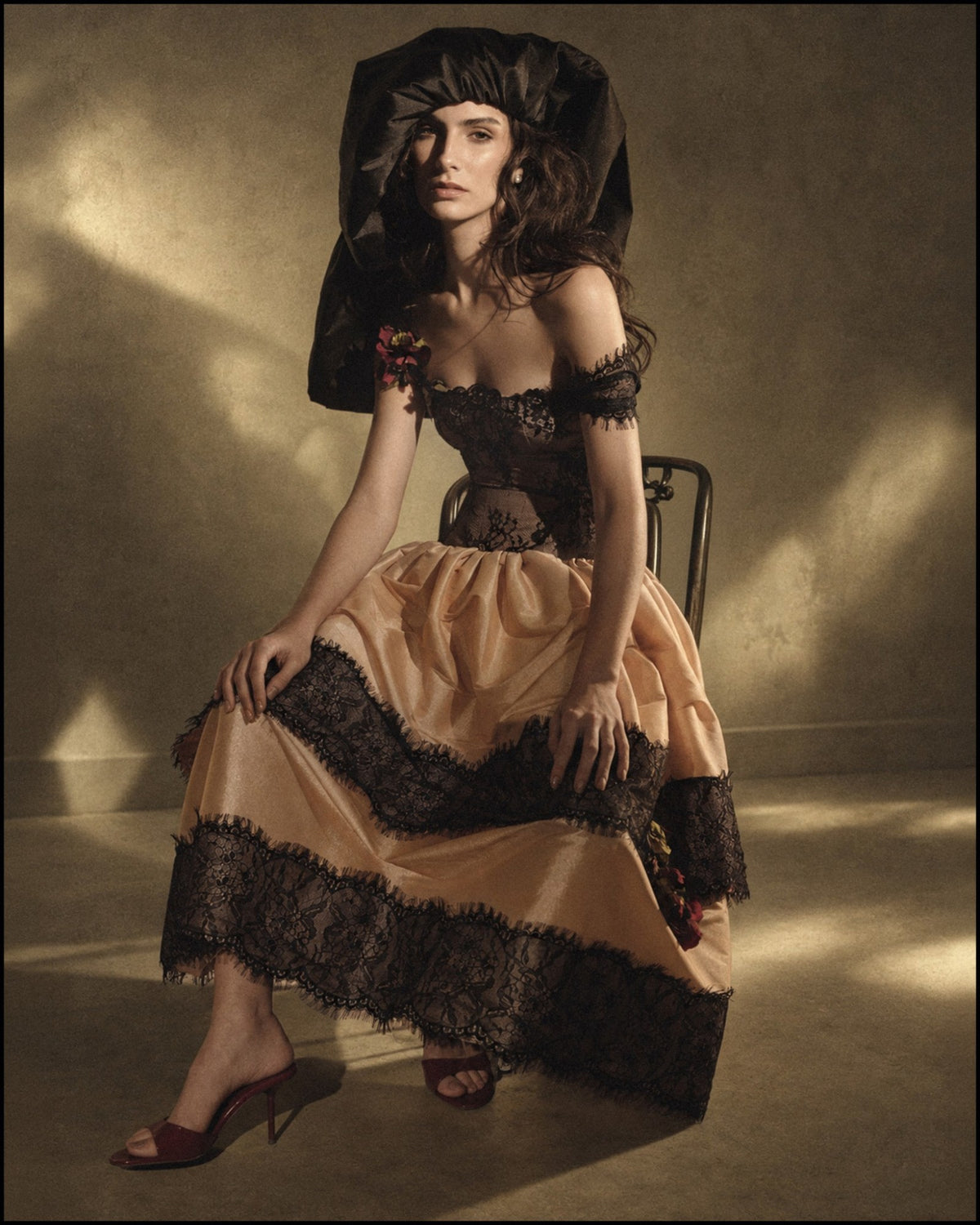 Lace Bustier Tiered Gown