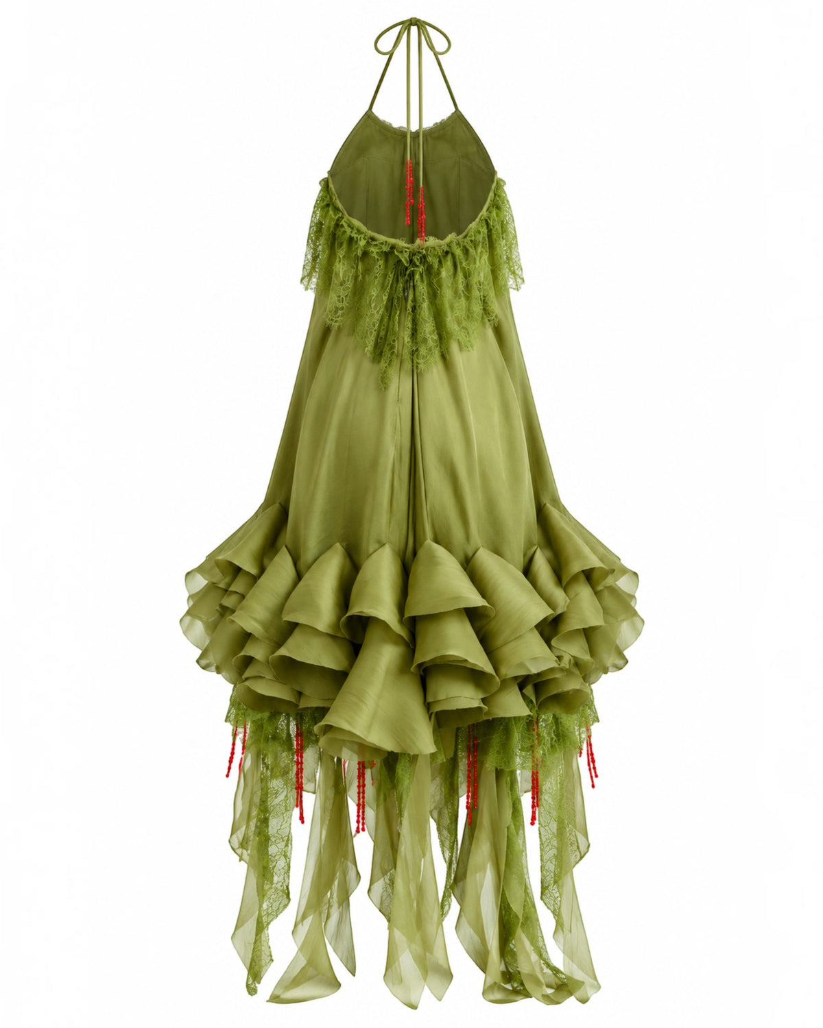 Draped Floral Ruffle Gown