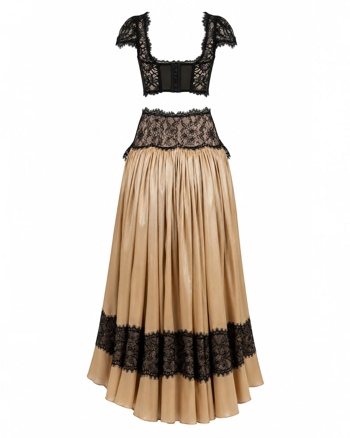 Embellished Cropped Top & Draped Skirt Set