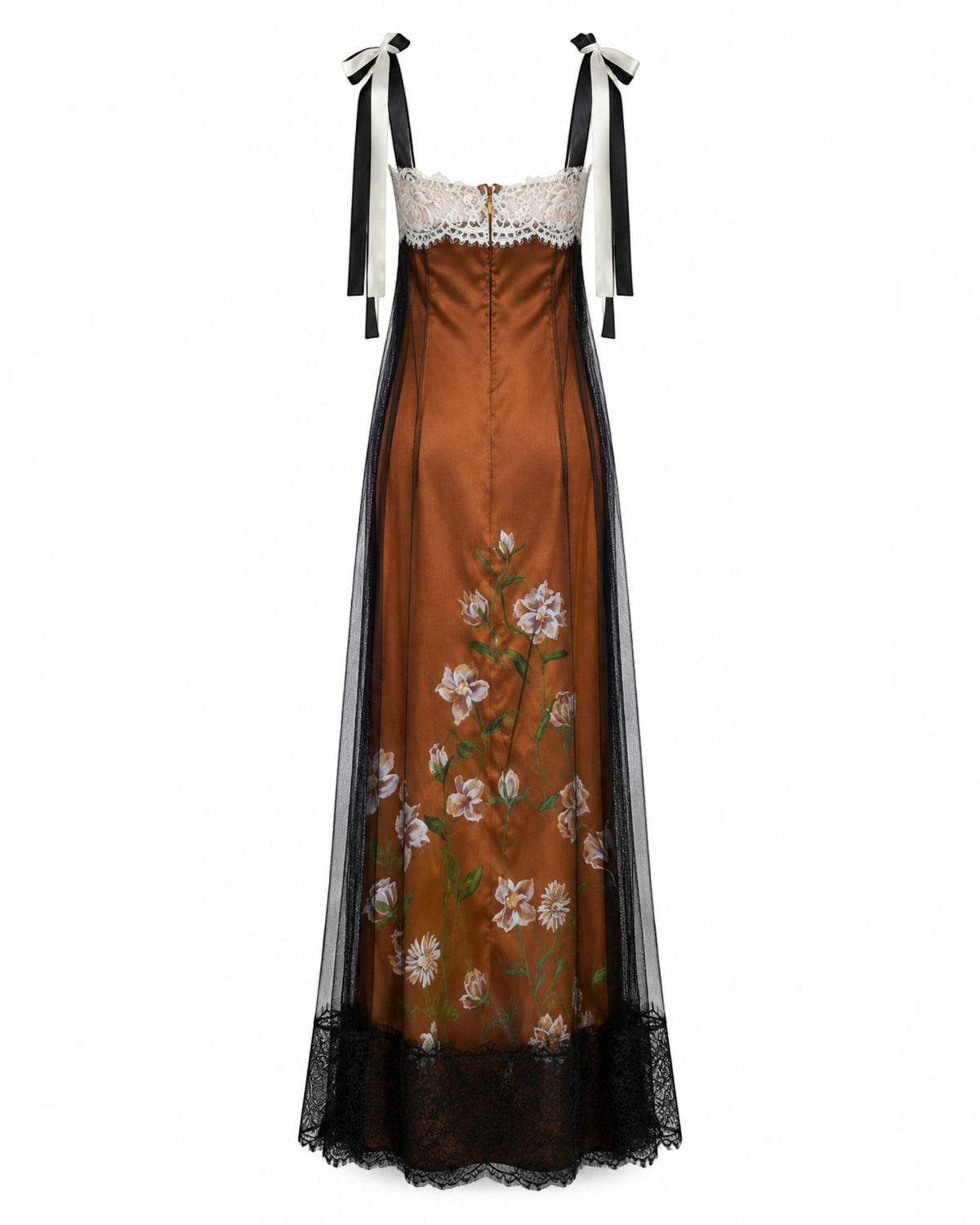 Hand-Painted Floral Tulle Gown