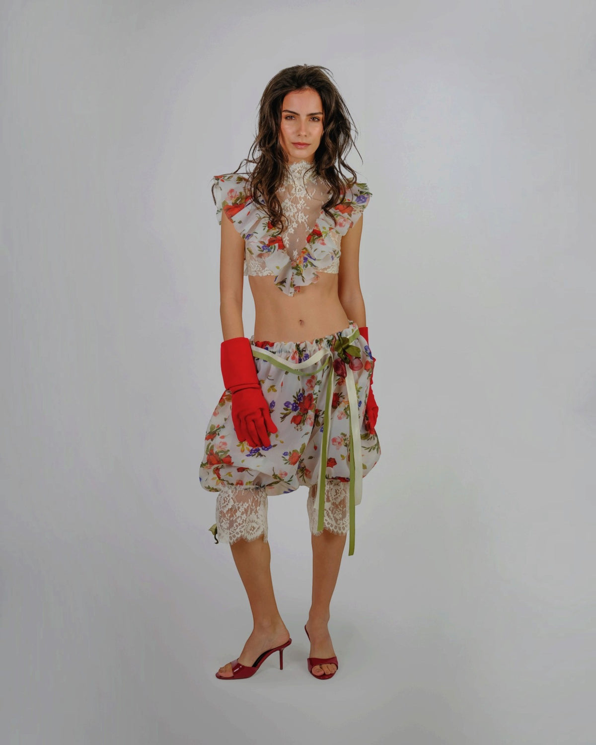 Floral Ruffle Capri Set