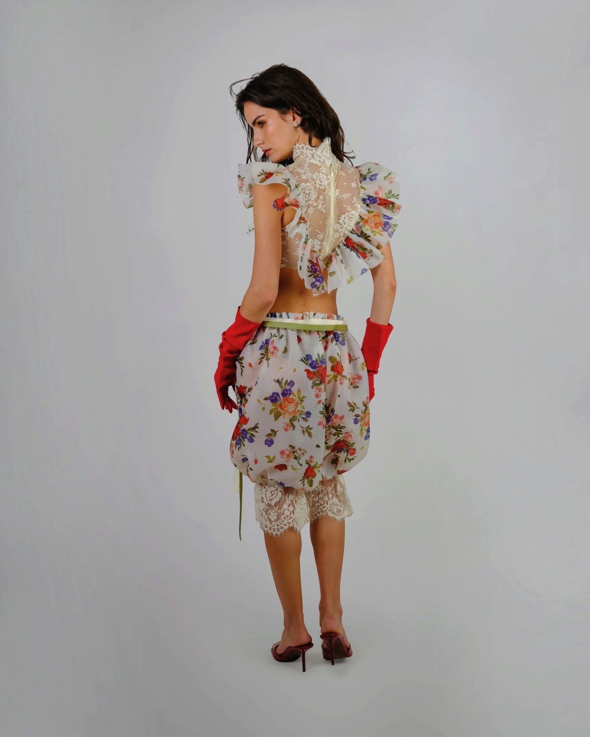 Floral Ruffle Capri Set