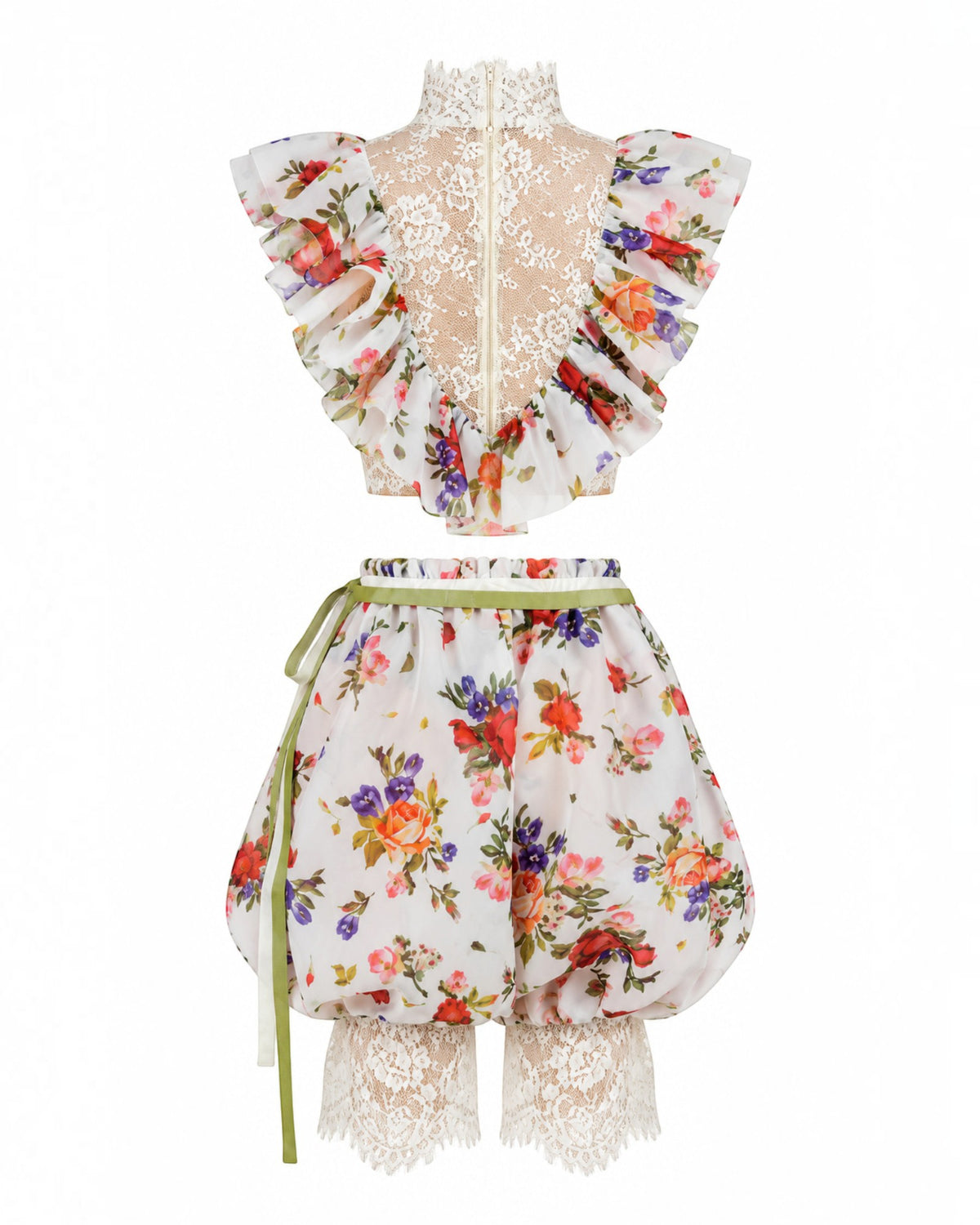 Floral Ruffle Capri Set