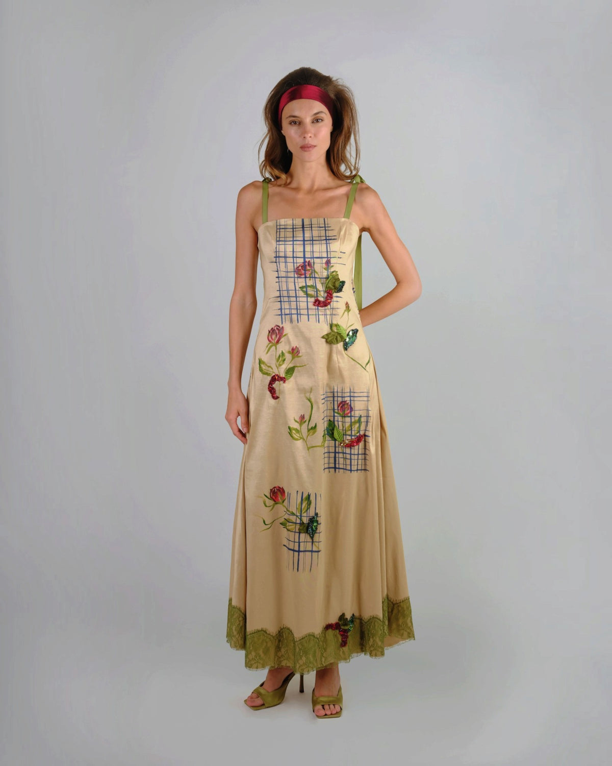 Hand-Painted Floral A-Line Gown