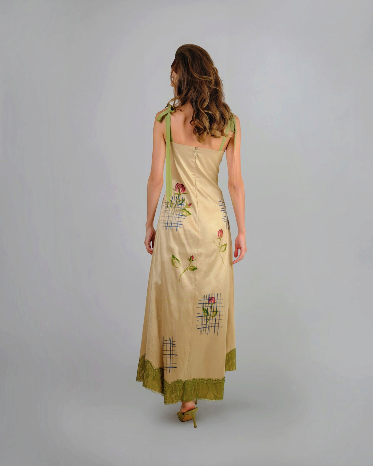 Hand-Painted Floral A-Line Gown