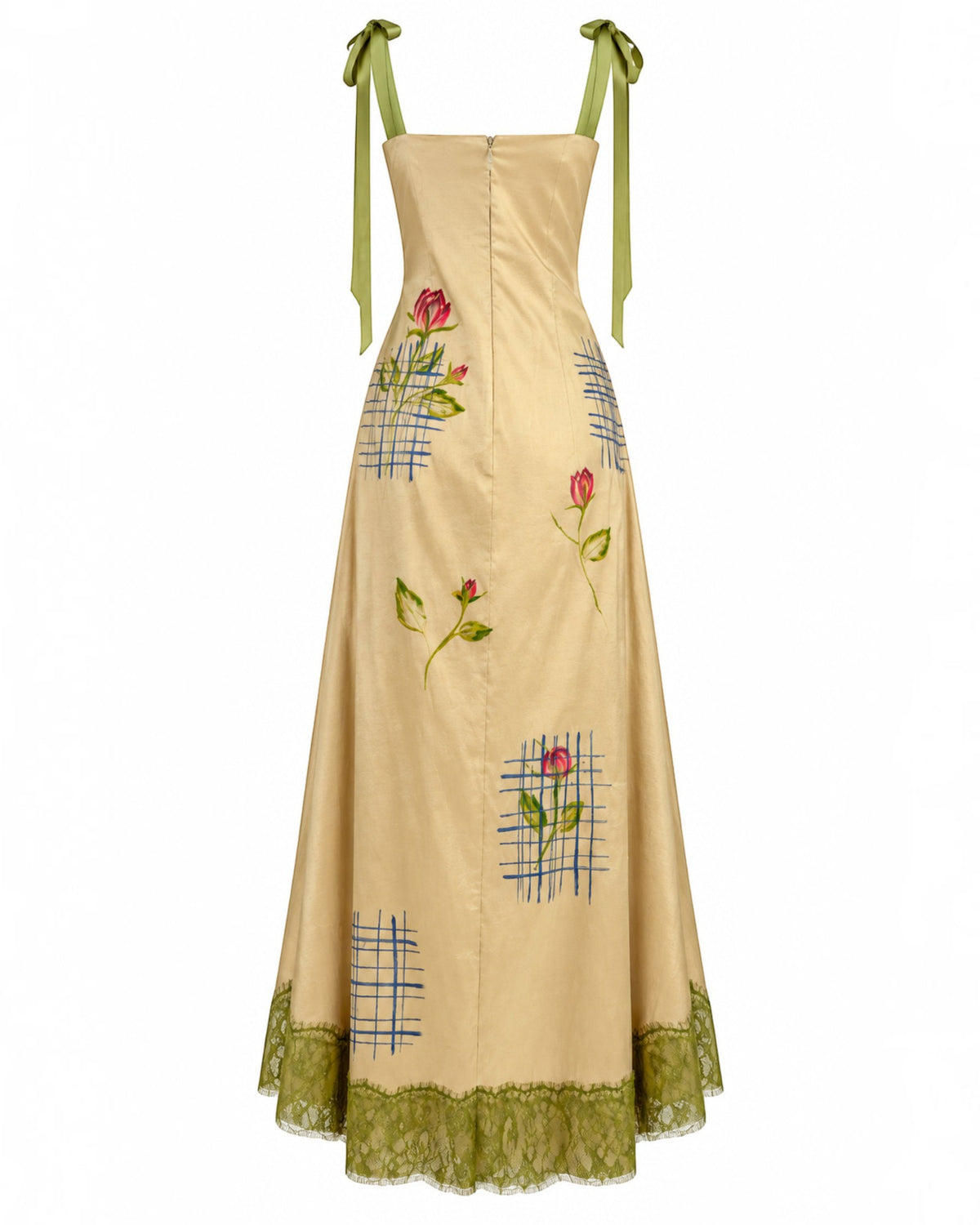 Hand-Painted Floral A-Line Gown