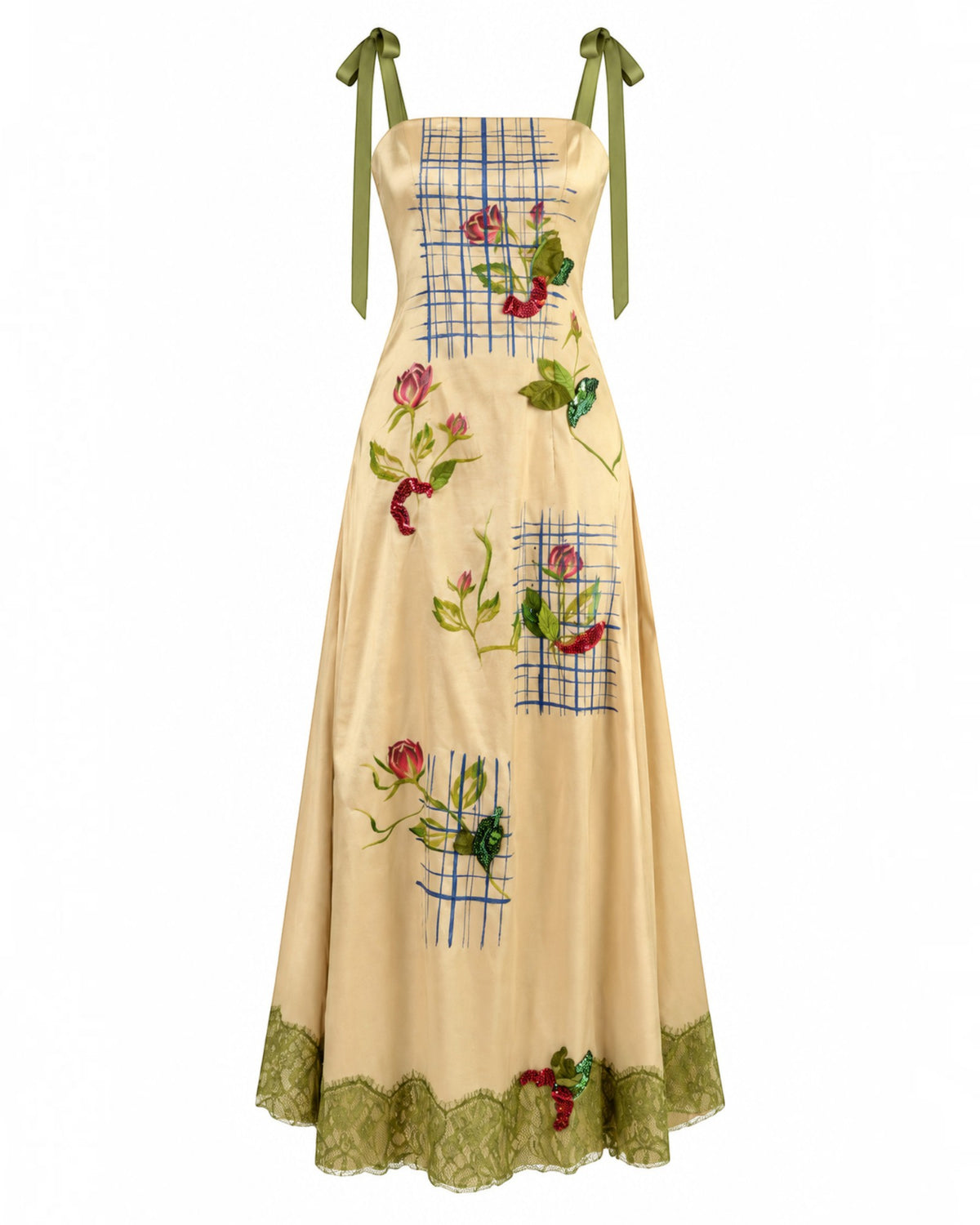 Hand-Painted Floral A-Line Gown