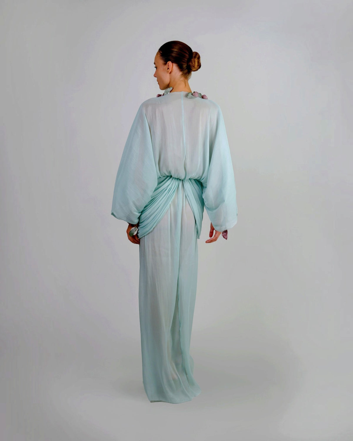 Blue Chiffon Draped Gown