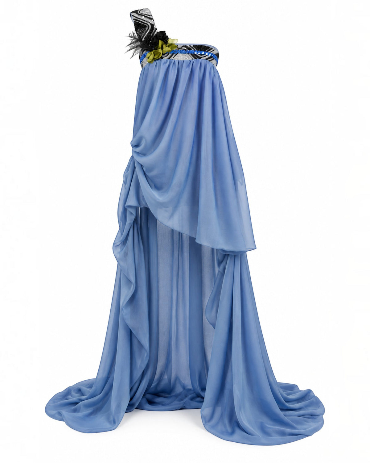 Beaded One-Shoulder Draped Gown