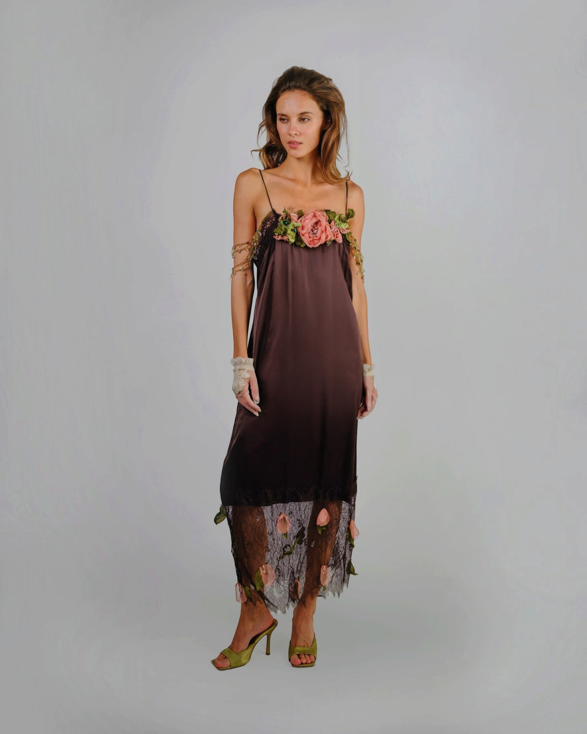 Floral Appliqué Slip Dress