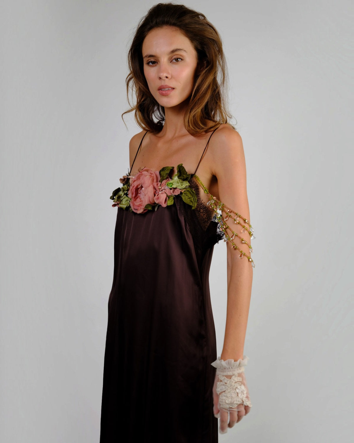 Floral Appliqué Slip Dress