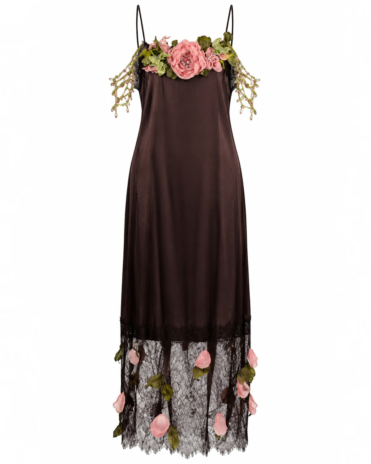 Floral Appliqué Slip Dress