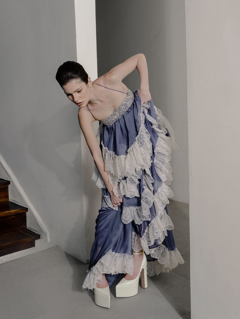 Lavender Ruffle Maxi Dress