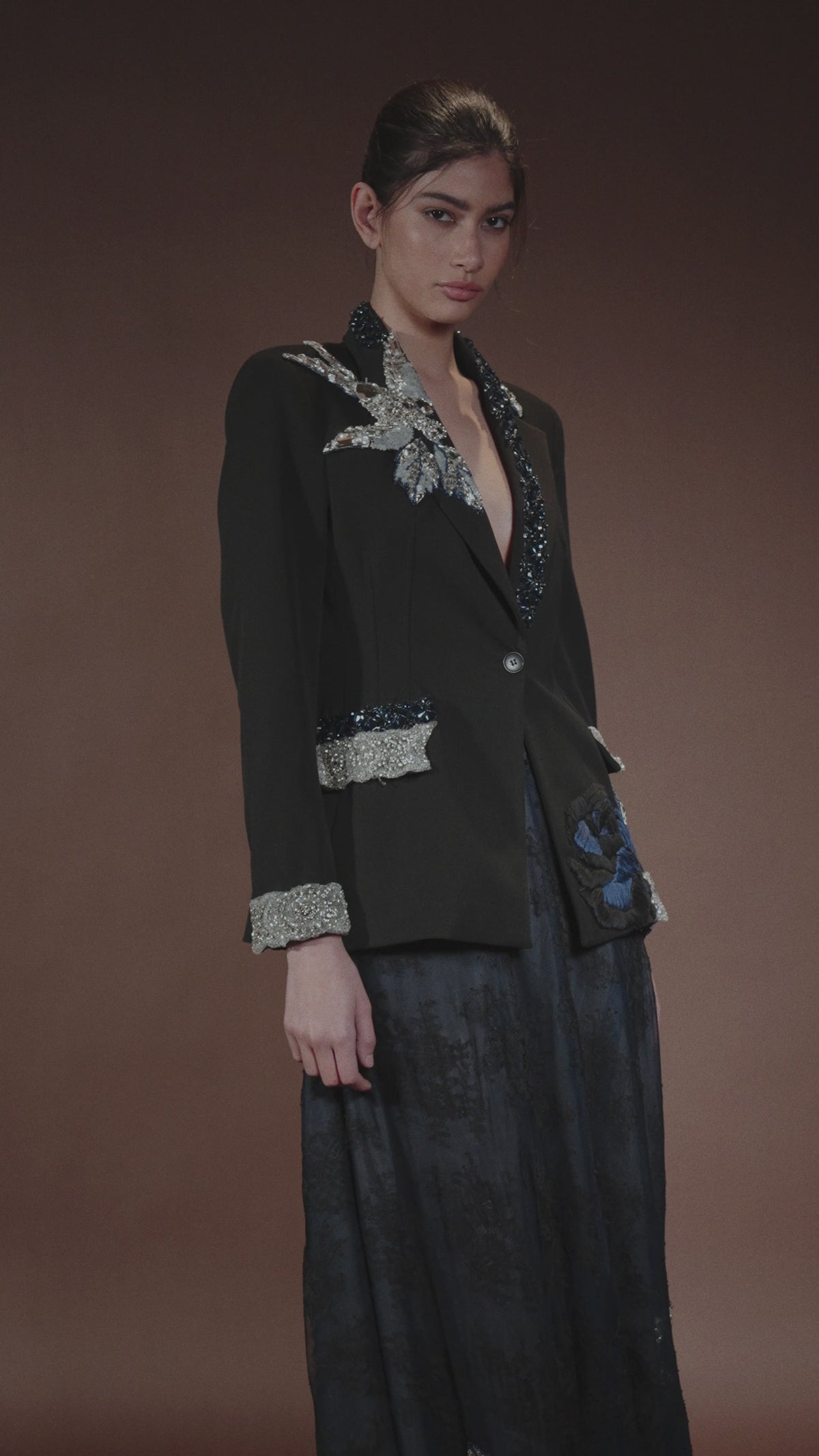 Embellished Blazer Set