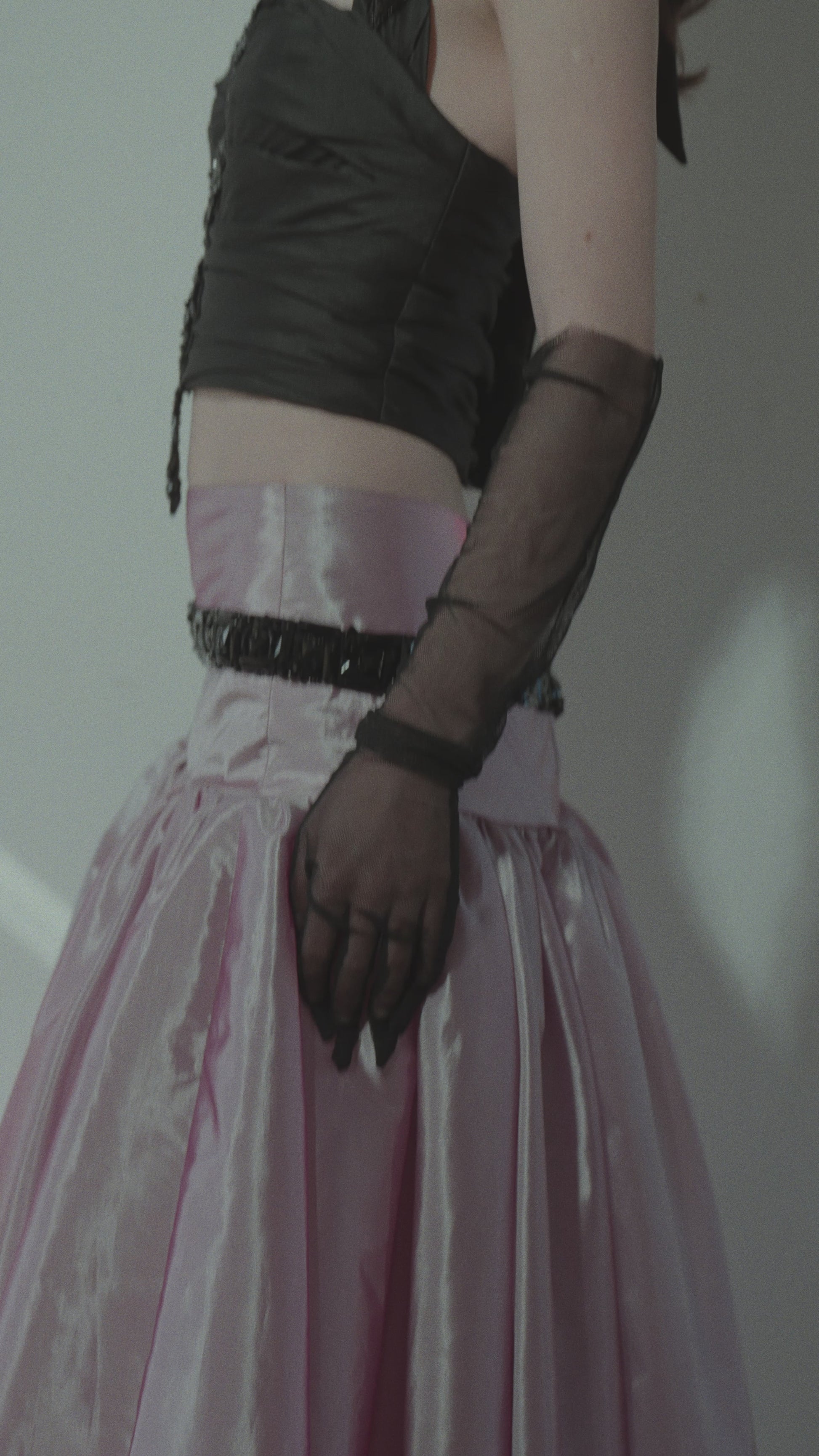 Cropped Bodice Pink Volume Dress