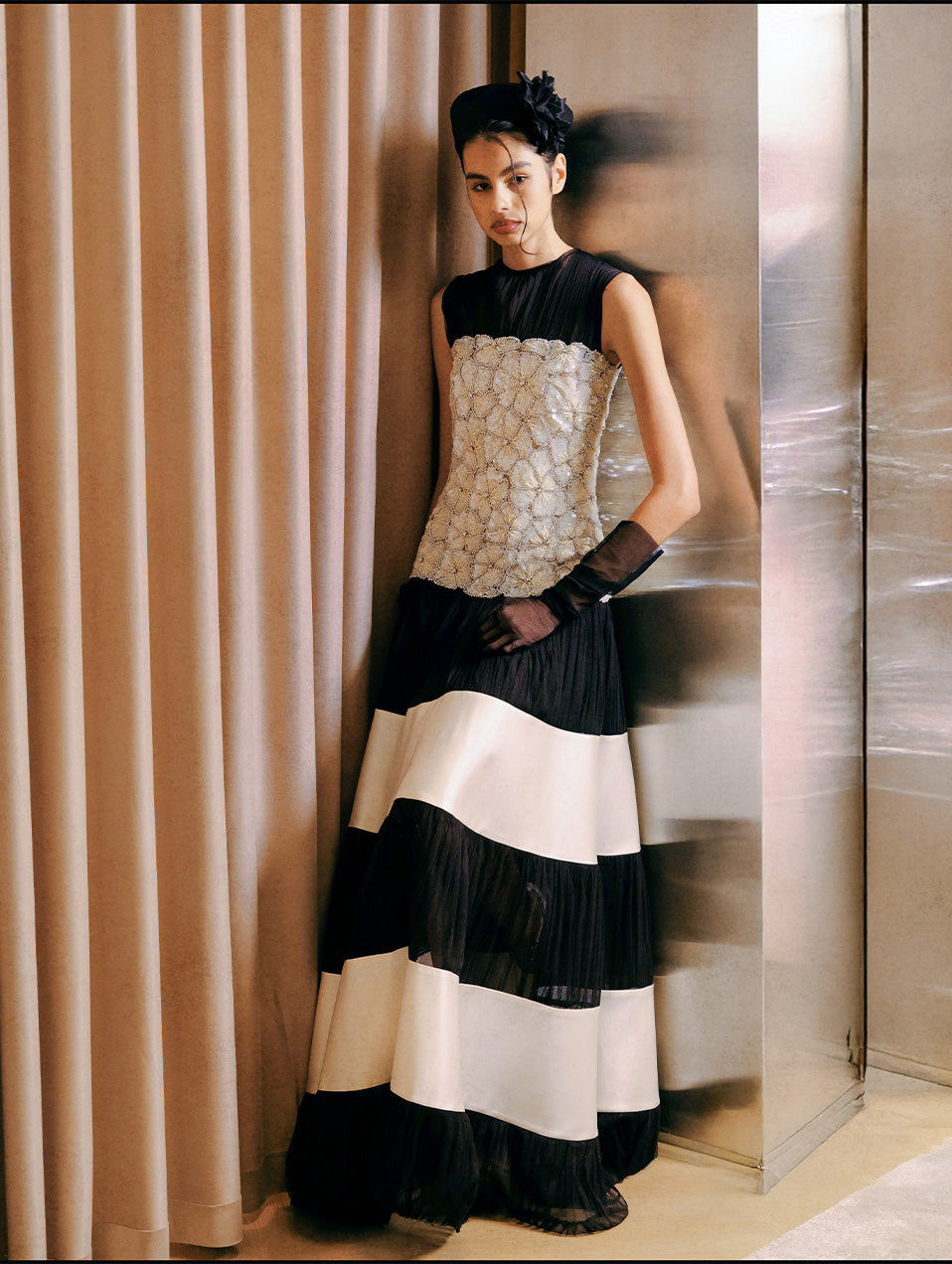 Panelled Monochrome Maxi Dress