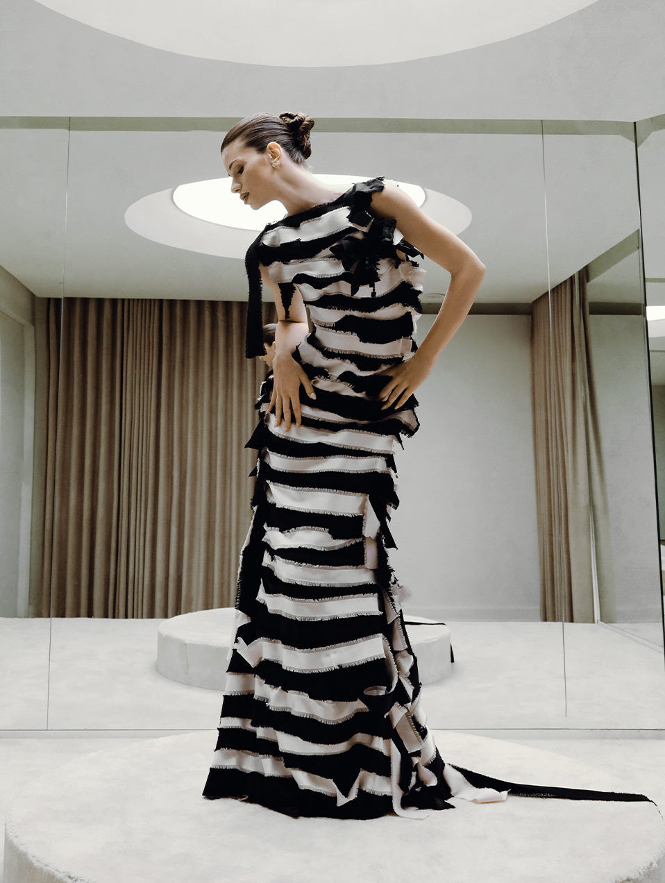 Ruffled Stripe Maxi Dress
